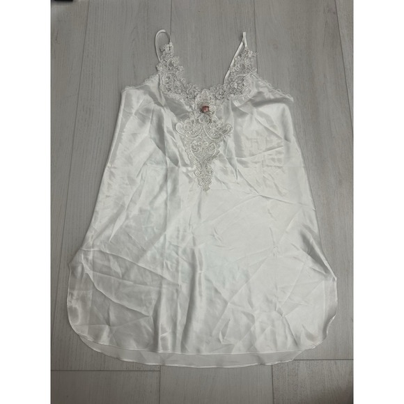 Vintage California Dynasty Satin Camisole Nightgown Lingerie Sz L White